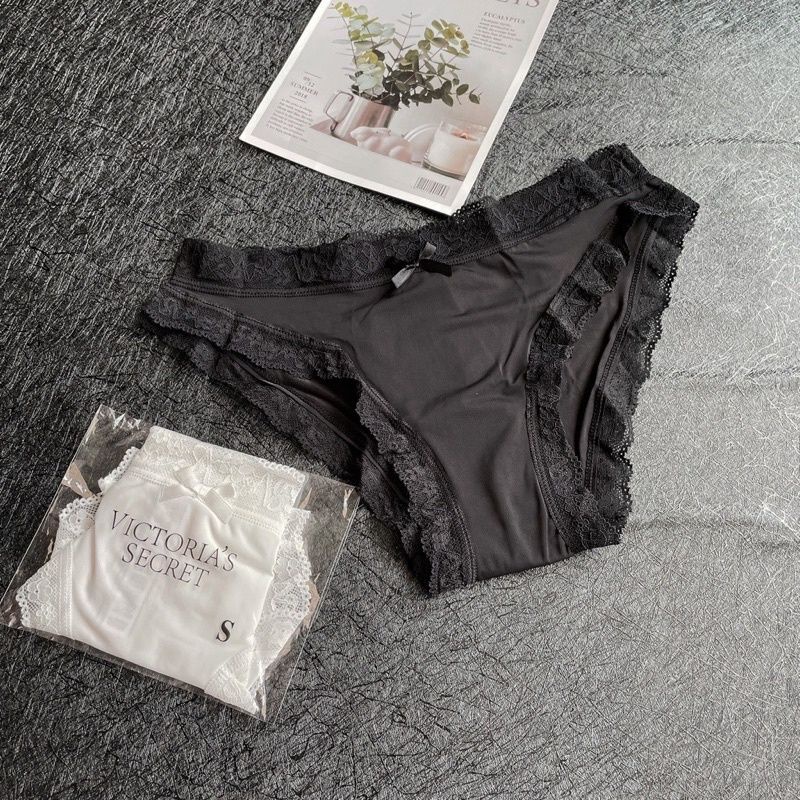 Quần lót Victoria's Secret cotton thun viền ren, quần chip