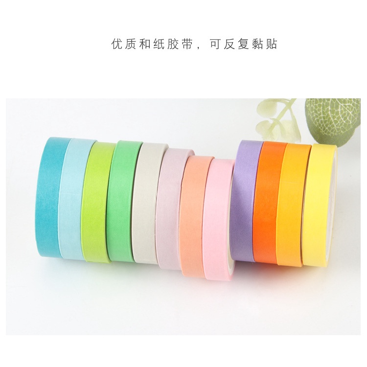 Washi tape set 12 cuộn macarons WS05 - Băng keo dán màu pastel trang trí sổ tay