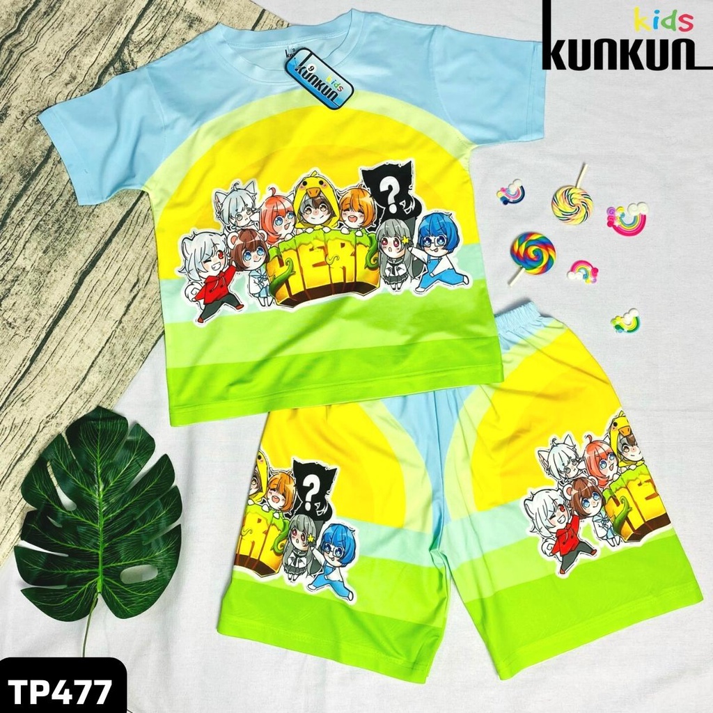 Đồ bộ trẻ em thun lạnh in 3D cho bé trai và bé gái hình hero team tay ngắn size từ 10-60kg KunKun TP477