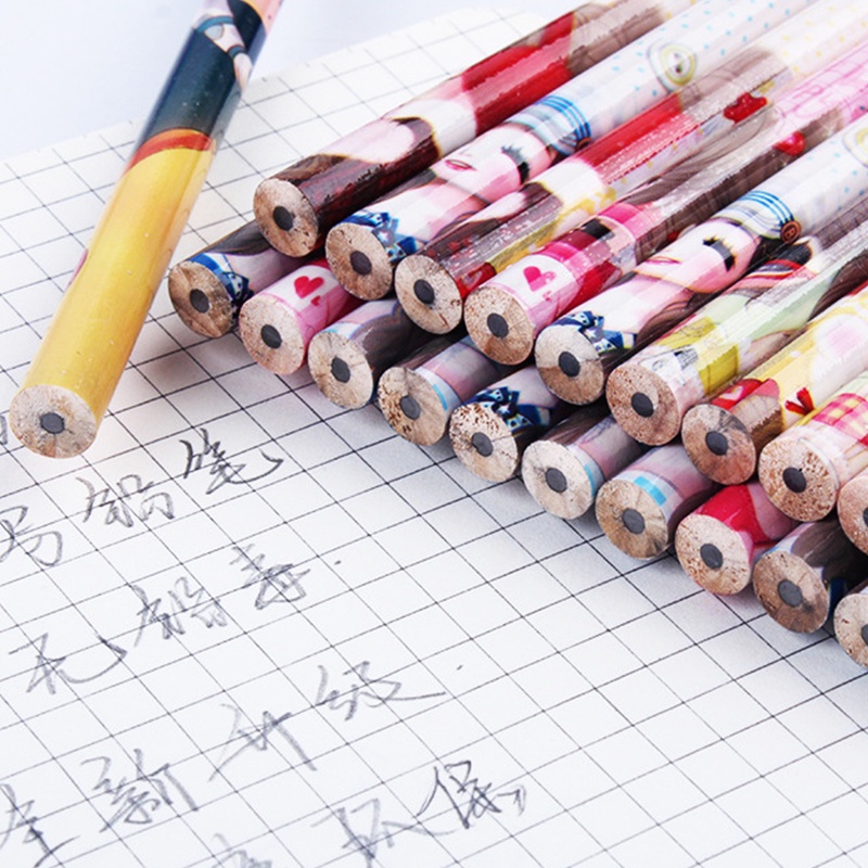 Set 6 Bút Chì Kèm Gôm Tẩy Họa Tiết Hoạt Hình Cho Học Sinh