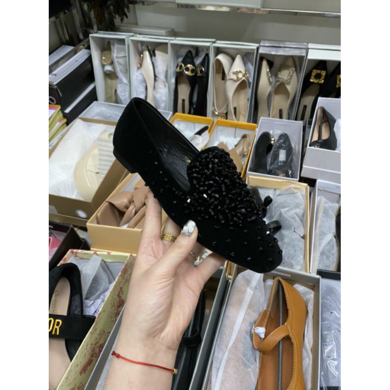 Giày lười slipon đế bệt đính đá