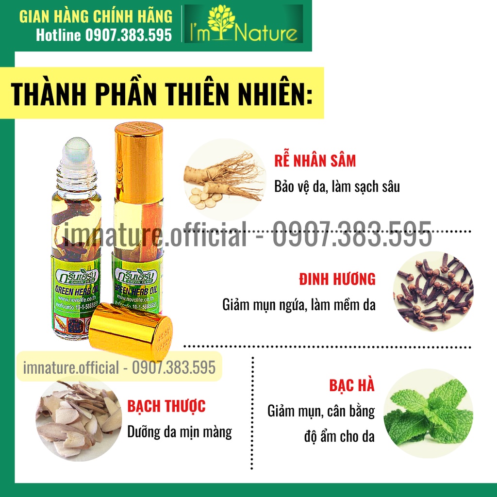 Dầu Nhân Sâm Ginseng Green Herb Oil Thái Lan