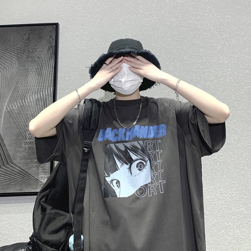 Áo thun tay lỡ form rộng in hình họa tiết BACKHANDER phong cách hàn quốc nam nữ mặc đều đẹp