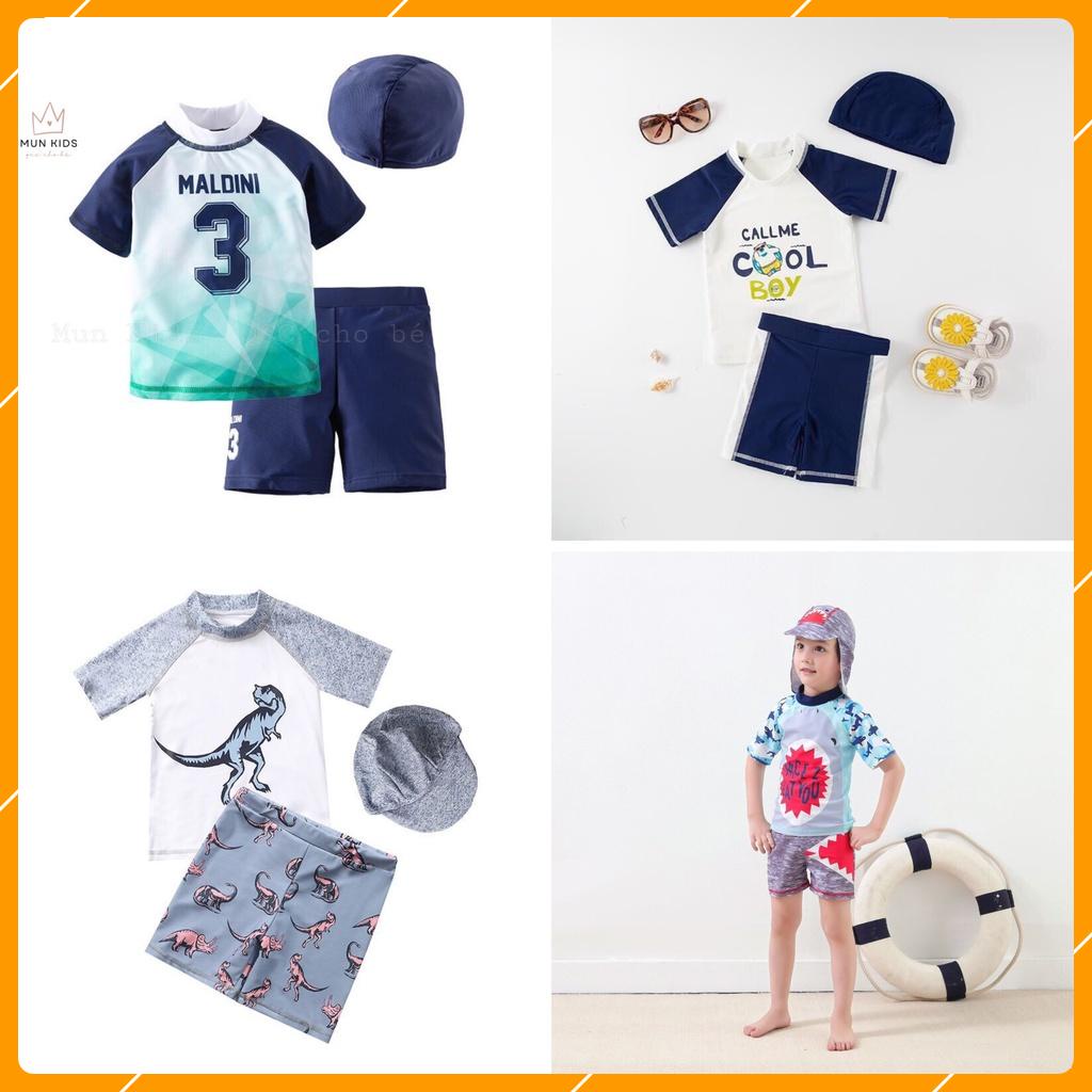 Bộ đồ bơi bé trai 3 món kèm mũ, đồ bơi bé trai swim xuất châu Âu cho bé trai siêu xinh, size 11-23kg