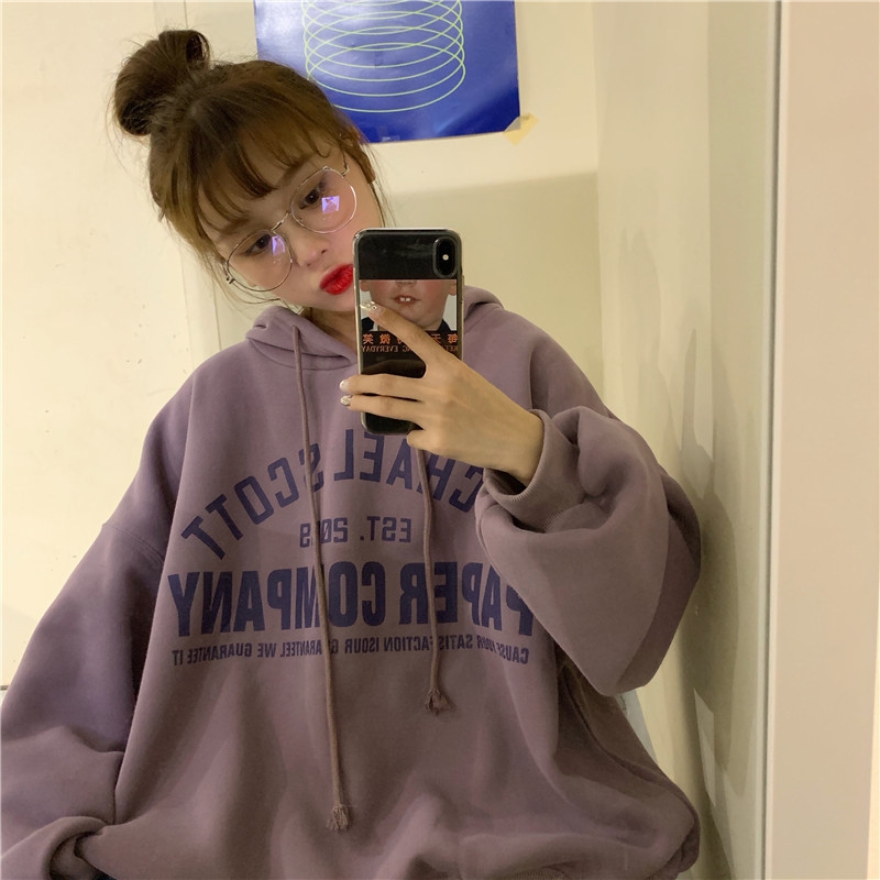 Áo Hoodie Nữ Tay Dài Dáng Rộng In Hình Hoạt Hình Phong Cách Hàn Quốc | BigBuy360 - bigbuy360.vn