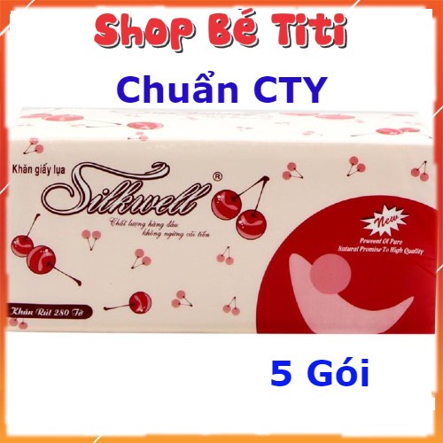 Combo 5 gói Giấy ăn rút Silkwell đỏ 280 tờ [ Loại 1 ]