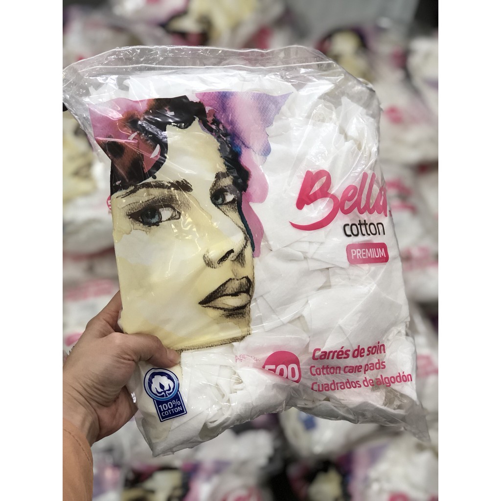 Bông Tẩy Trang Bella 500 Miếng Chính Hãng 100% Cotton Hà Lan