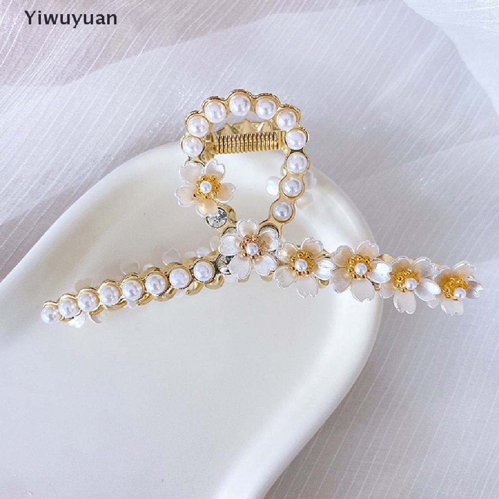 &lt; Yiwuyuan &gt; Kẹp Tóc Càng Cua Đính Hoa Ngọc Trai Phụ Kiện Thời Trang Cho Nữ Đang Giảm Giá