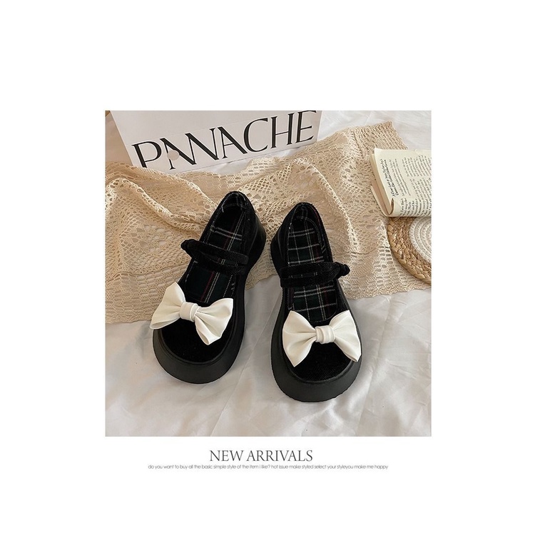 2023 Giày Mary Jane Đế Dày Bằng Da Đính Nơ Đơn Giản Thoải Mái Dễ Phối Đồ Cho Nữ