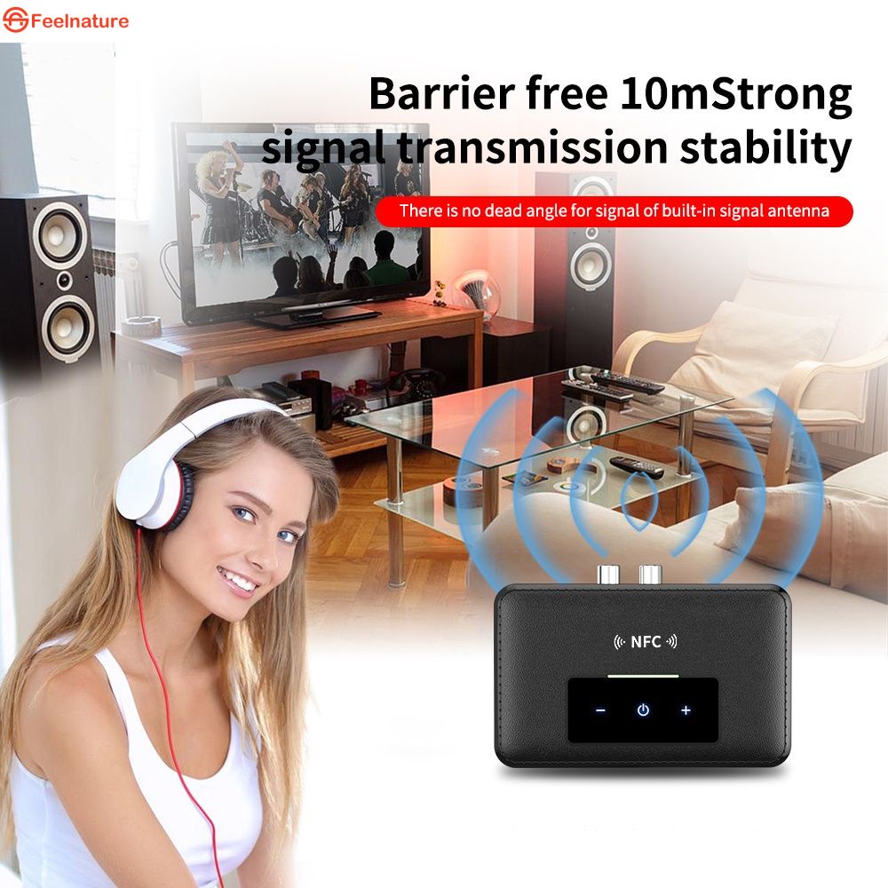 ❒ COD ❒ Bộ thu phát không dây NFC Bluetooth 5.0 cho TV Loa máy tính 3.5mm AUX NFC sang 2 RCA Bộ chuyển đổi âm thanh FEEL