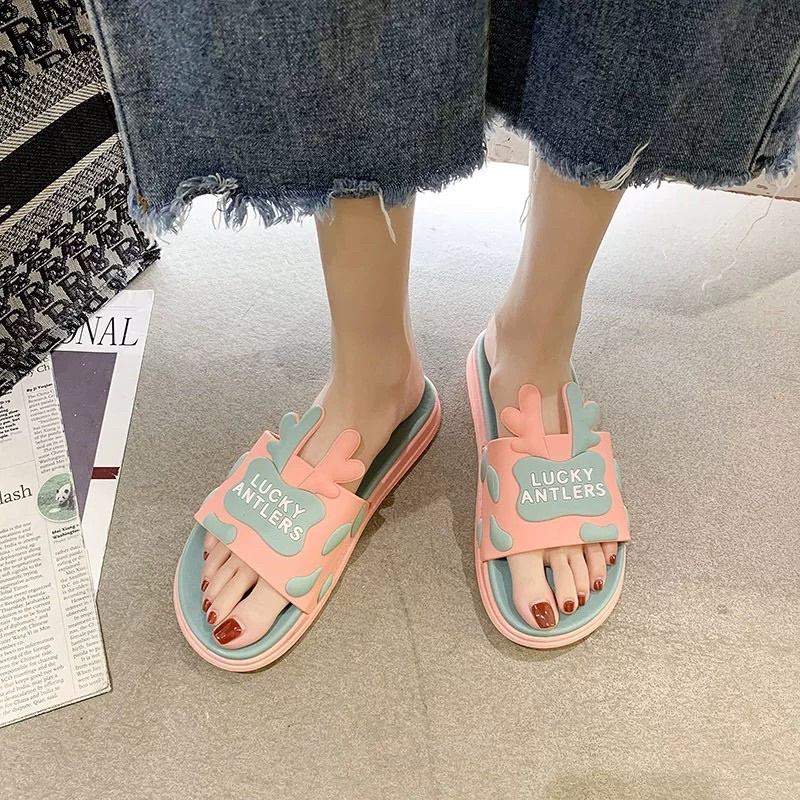 Dép quai ngang nữ BIU BIU, đi trong nhà cute họa tiết dễ thương Unisex.