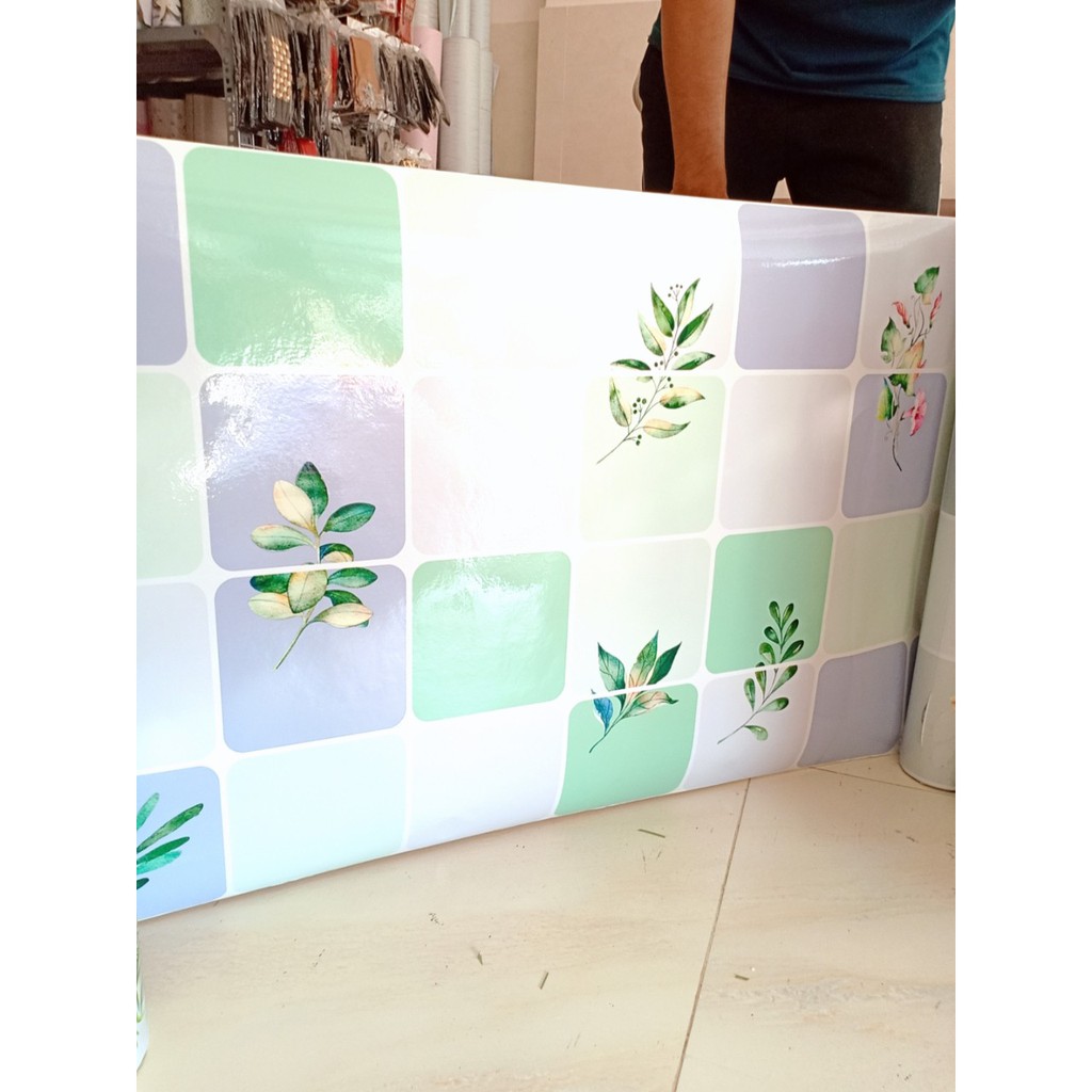 Decal dán bếp tráng nhôm cách nhiệt nhánh cây xanh khổ 60cm keo sẵn bóc dán