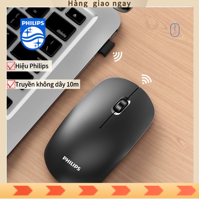 Chuột không dây bluetooth Philips siêu mỏng, không thấm mồ hôi, thời lượng pin dài, giảm tiếng ồn