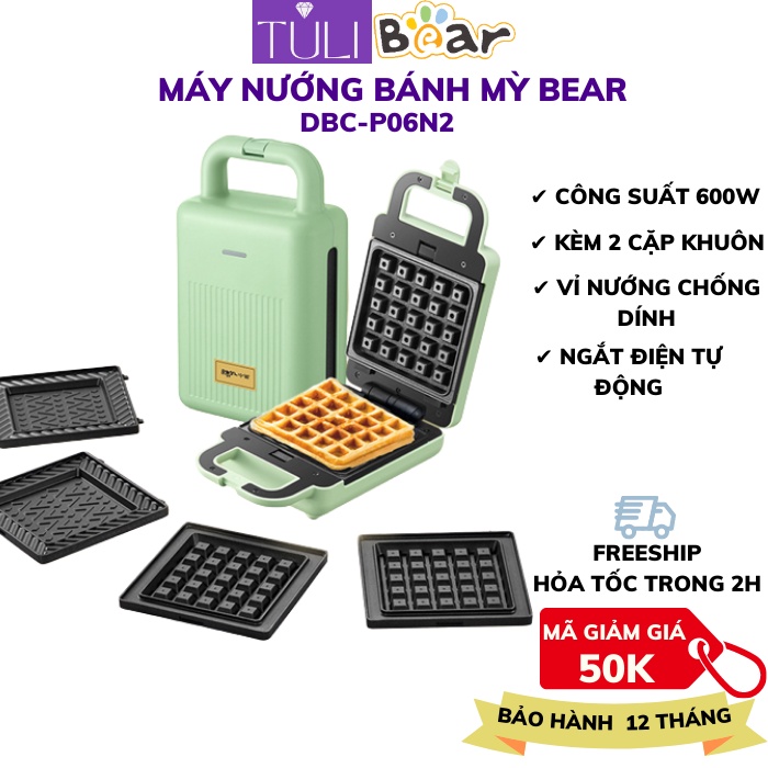 Máy Kẹp Nướng Bánh Mì Mỳ Sandwich Bear P06N2, làm bánh Waffle -Bánh Quế - Hotdog -Làm Bữa Sáng Cho Gia ĐìnhanfhH 12 th