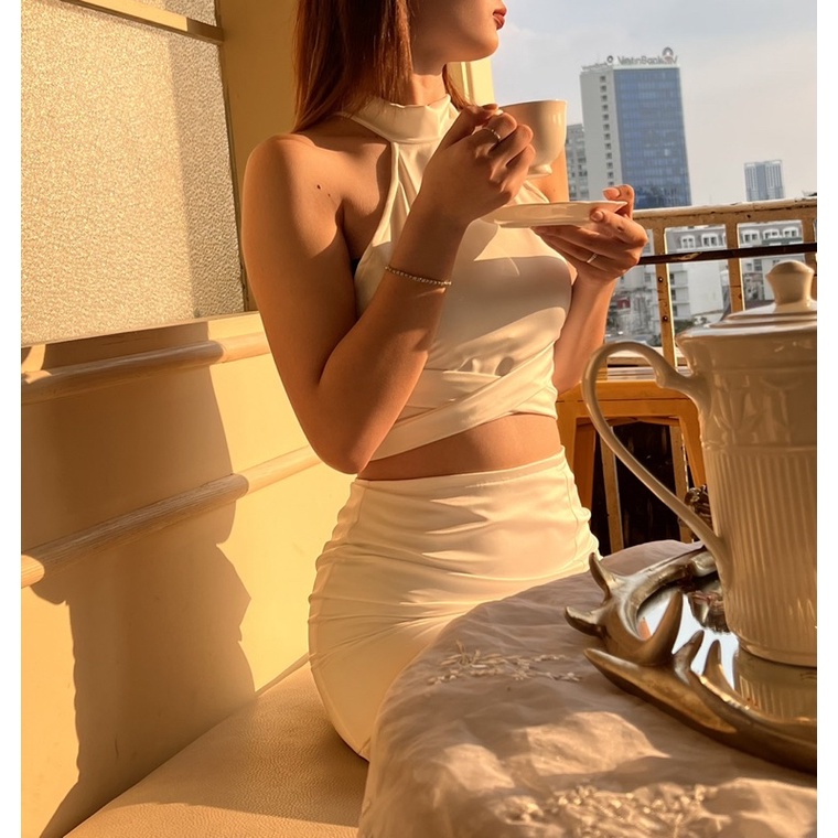 Milla Top Áo croptop lụa satin nữ (thắt nơ cổ hoặc chéo lưng)