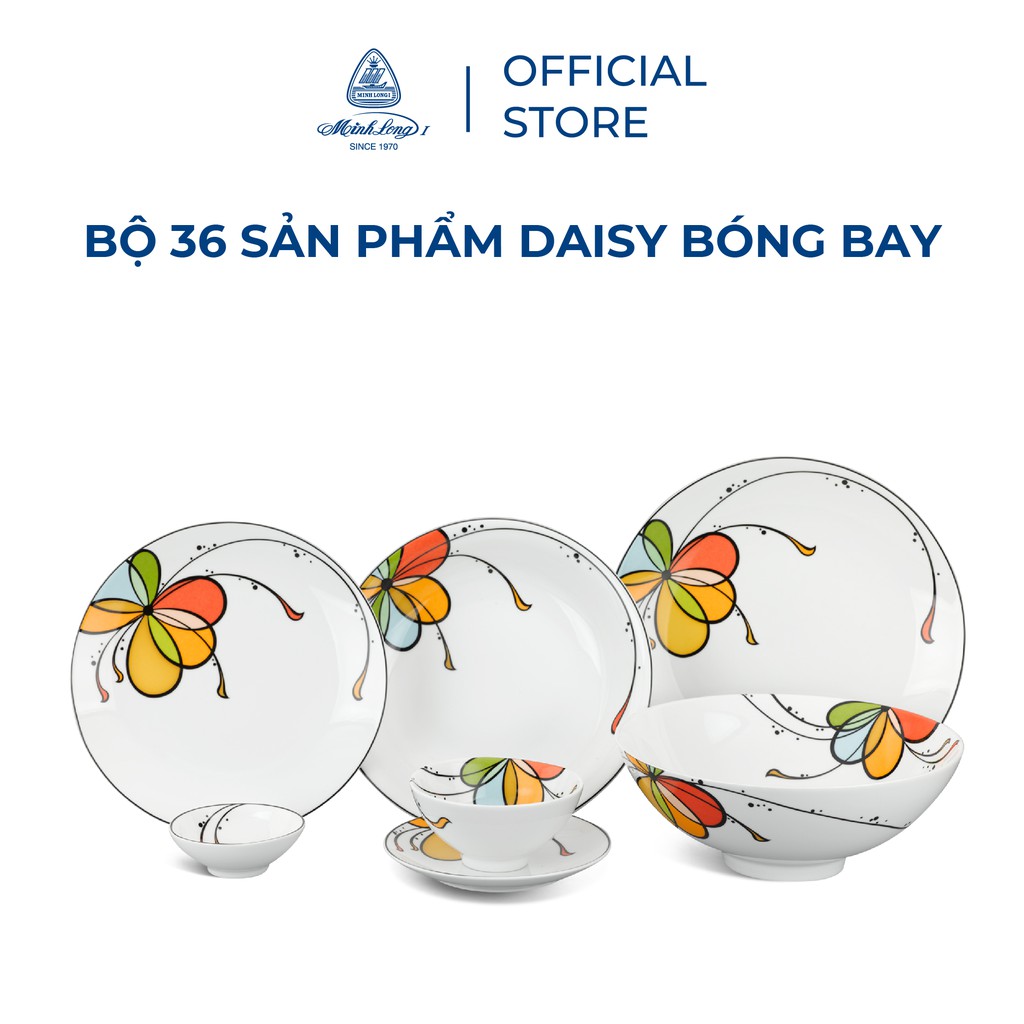 Bộ Chén Dĩa, Bộ Bát Đĩa Sứ Minh Long 36 Sản Phẩm - Daisy - Bóng Bay