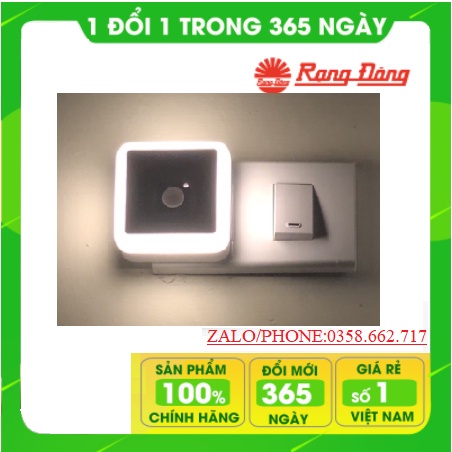 Đèn Ngủ Cảm Biến Ánh Sáng Rạng Đông - Đèn Ngủ Cảm Ứng Phát Hiện Chuyển Động ĐN01.PIR 65x65/0.3W