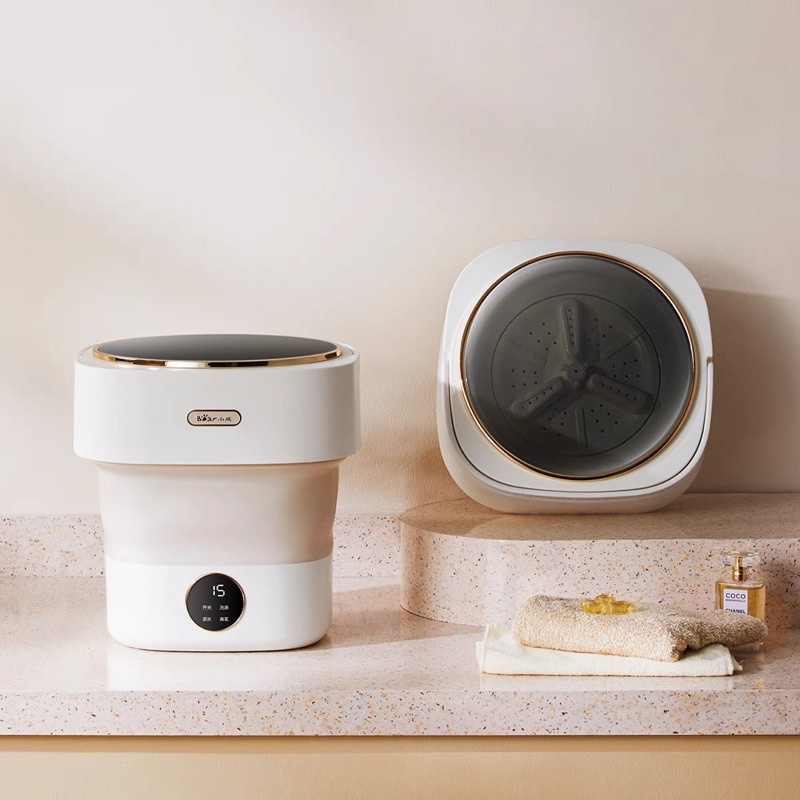 New 2022 Máy giặt Bear CÓ LỒNG VẮT mini gấp gọn size lớn 8.5L mã XYJ-B05W5