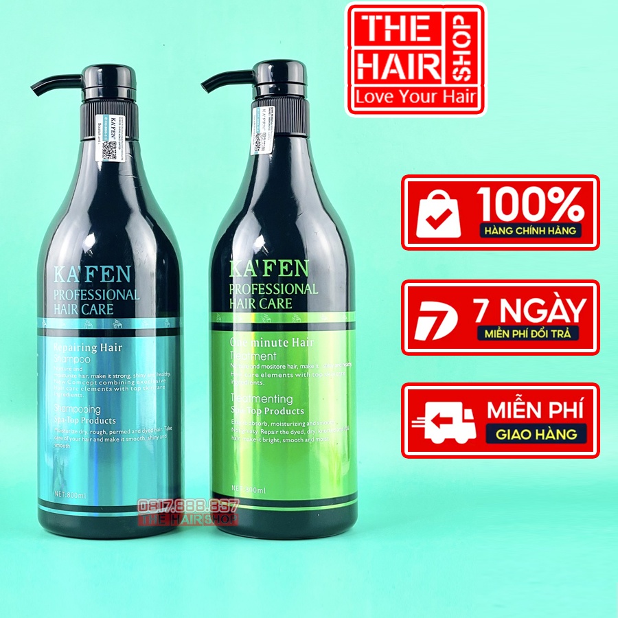 Cặp Dầu Gội Xả Dưỡng Tóc Mềm Mượt KaFen 800 ML, Dầu gội xả ngăn rụng tóc, phục hồi tóc khô sơ hư tổn