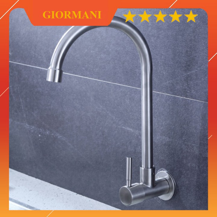 Vòi rửa bát lạnh cắm tường Inox cao cấp VRB 904