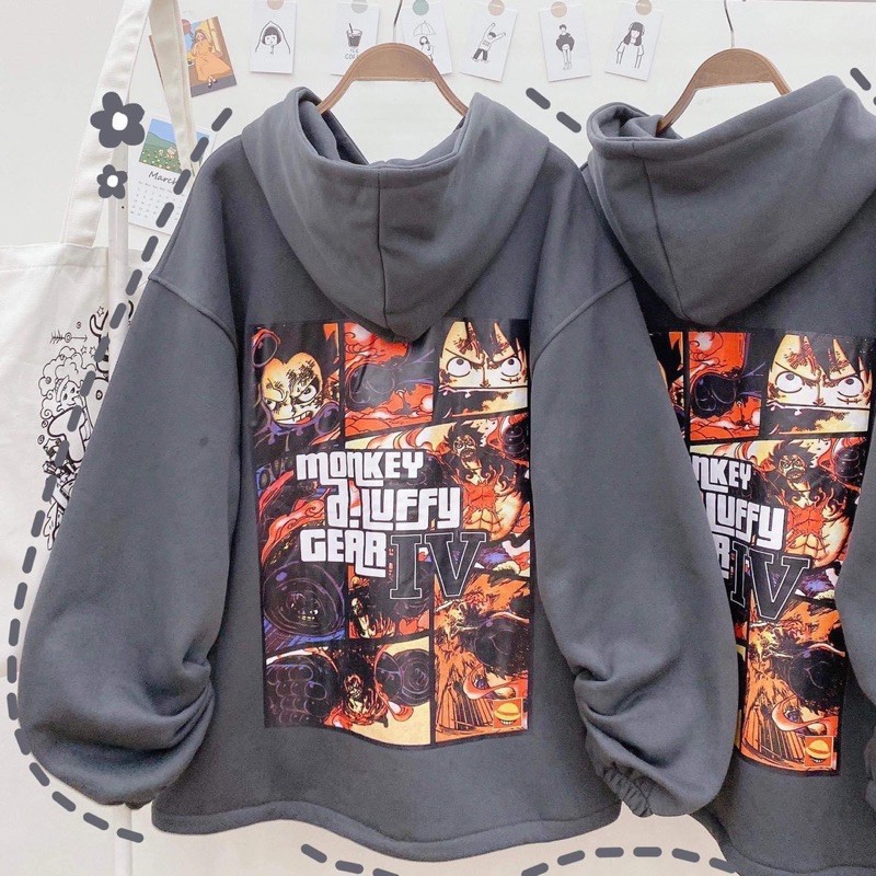 TYXC YDGD Áo khoác nỉ bông Luffy Gear 🌟 XÁM/ ĐEN 🔥 Nam nữ Unisex 25 20 | BigBuy360 - bigbuy360.vn