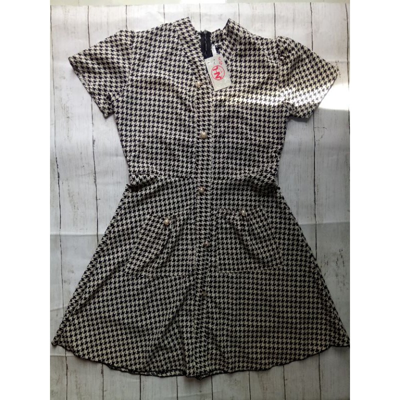 Đầm kẻ ô nút ngọc❤hàng y clip❤Size M/L/XL/XXL | BigBuy360 - bigbuy360.vn