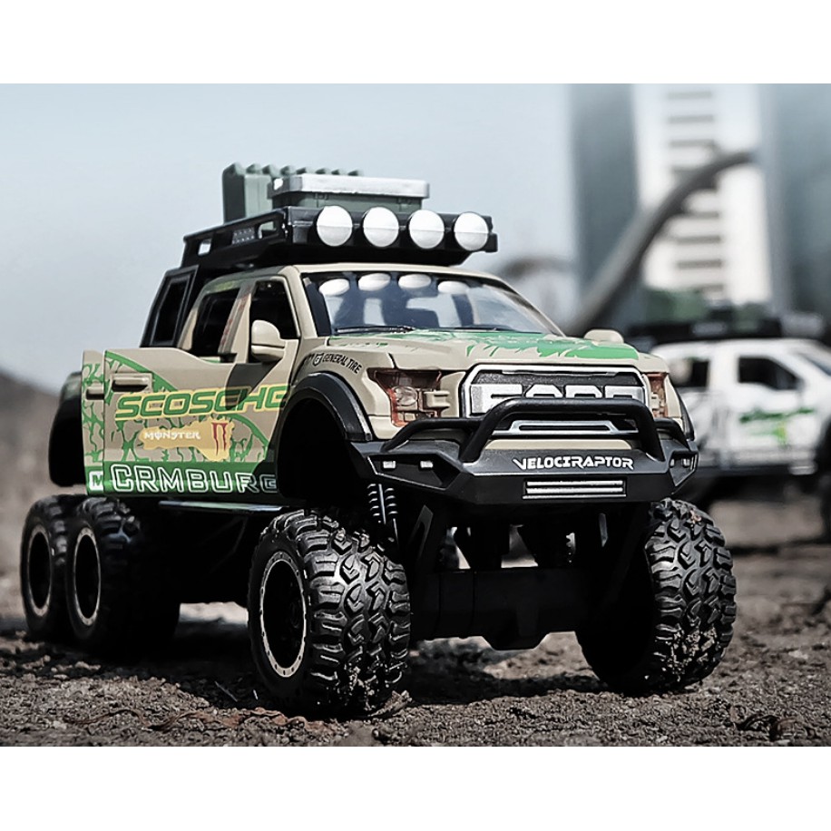 Ô tô Mô hình Ford F150 Raptor Offroad 6×6 1:28