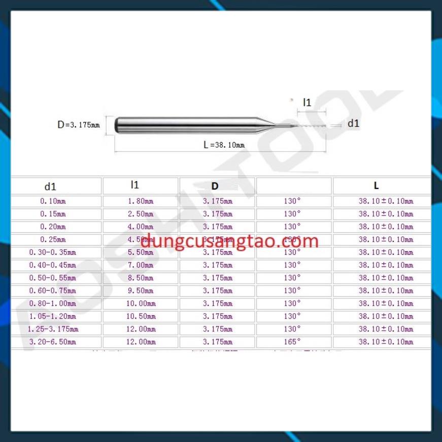 Mũi khoan hợp kim 0.3mm-3.17mm khoan mạch in, khoan PCB, SMT, CNC, khuôn mẫu, nhựa, đồng, thép không gỉ cao cấp