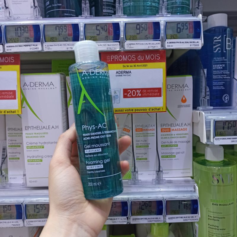 Sữa rửa mặt Aderma da dầu mụn 200ml hạn 2025 mẫu cũ y hình