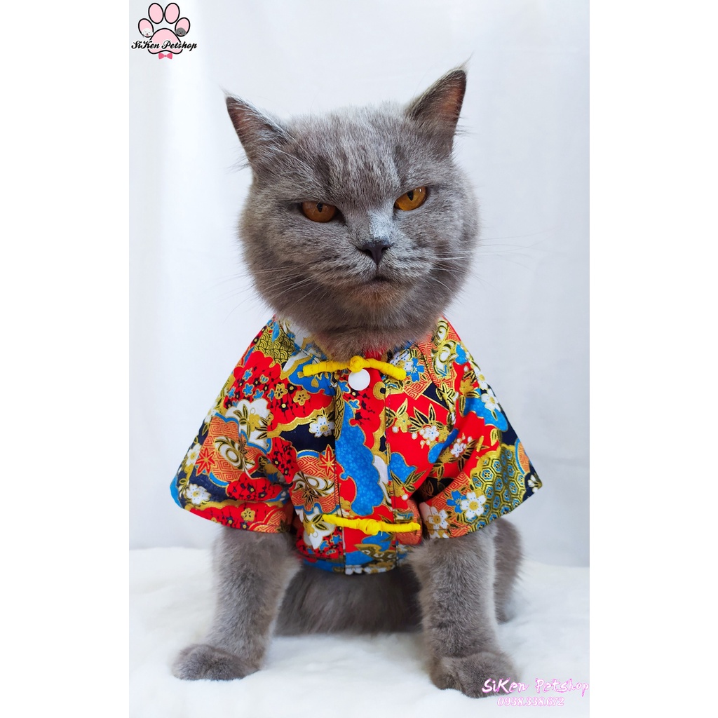 Kimono họa tiết đỏ cho CHÓ_MÈO