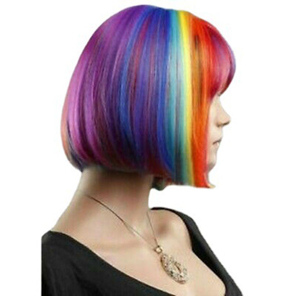 Bộ Tóc Giả Ngắn Màu Sắc Bắt Mắt Dùng Để Hóa Trang