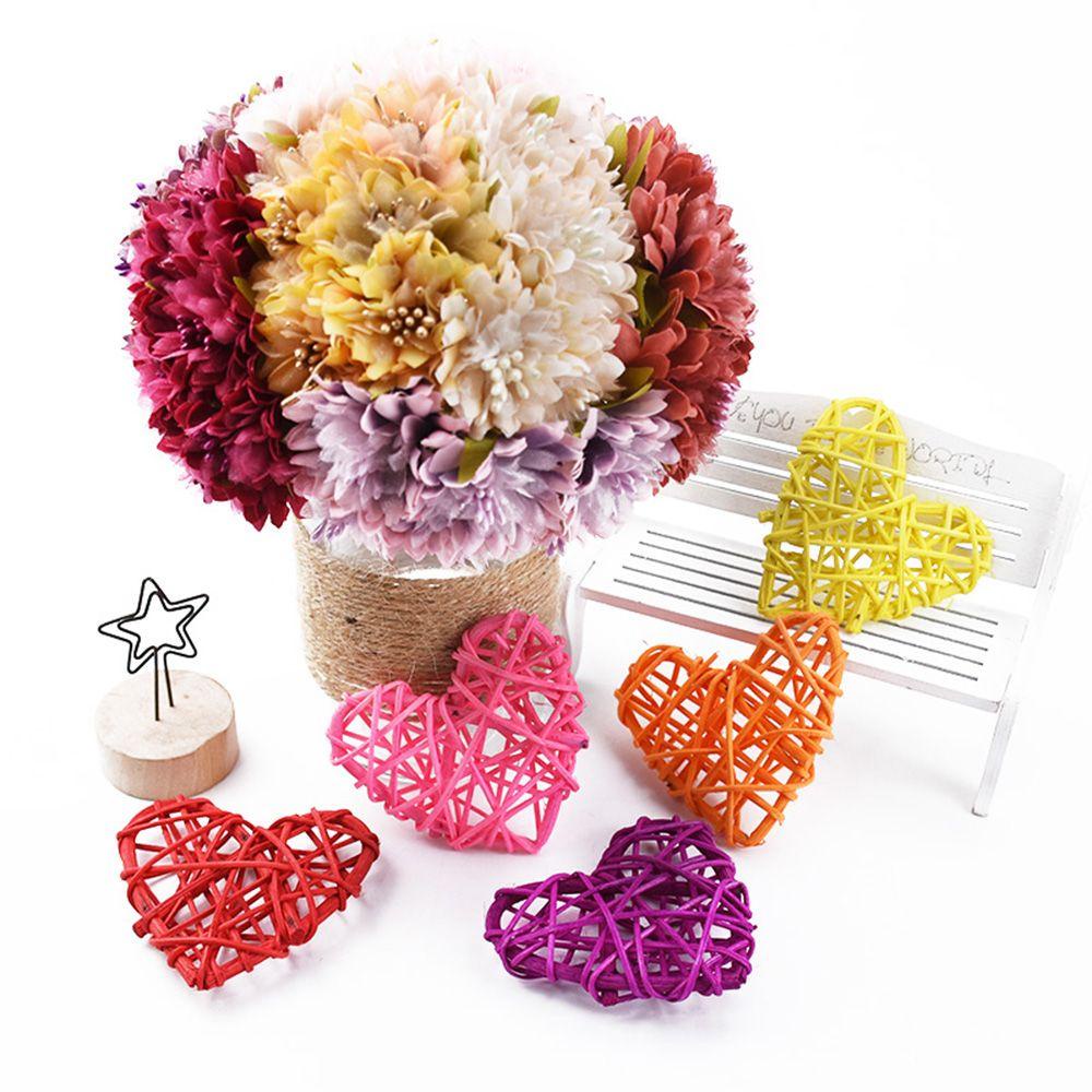 Set 10 Dây Mây 7CM Hình Trái Tim Nhiều Màu Sắc Trang Trí Tiệc Giáng Sinh
