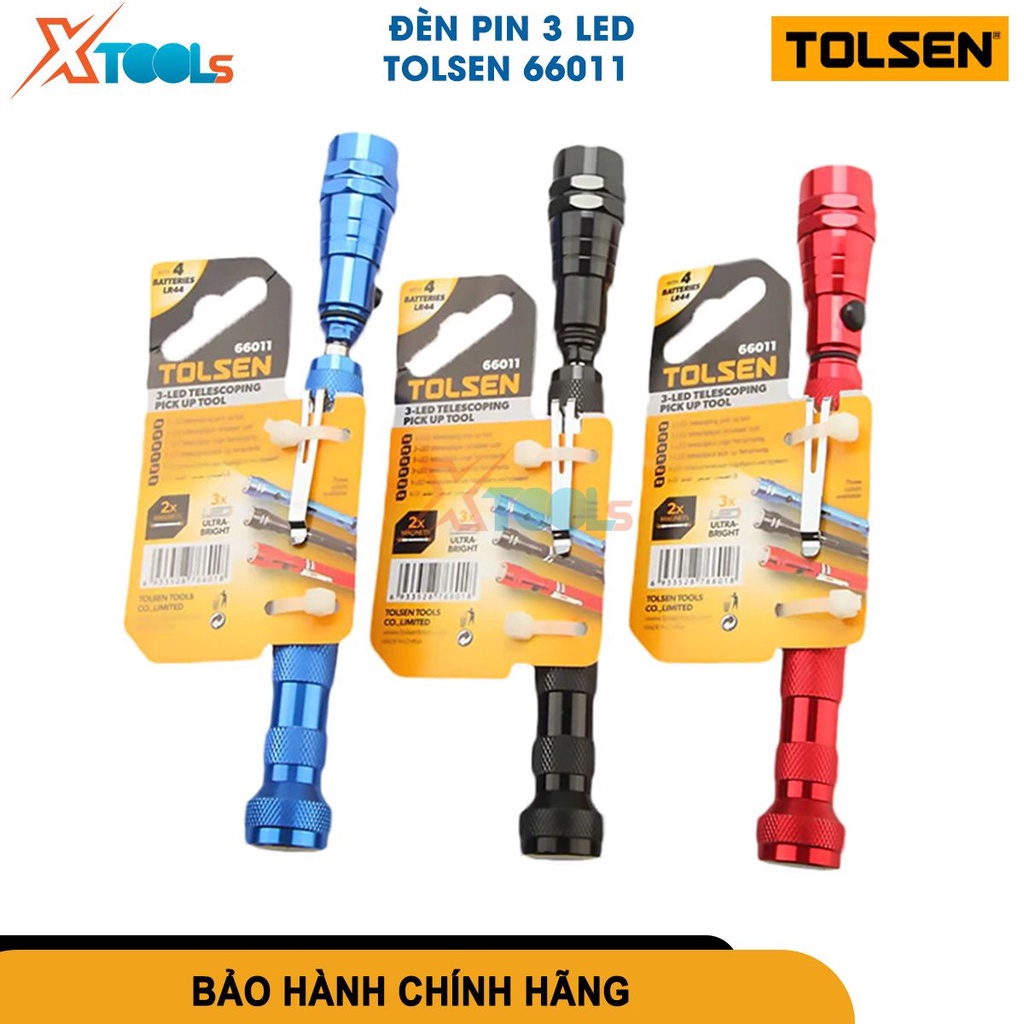 Bộ 3 đèn pin cầm tay 66011, đèn pin LED siêu sáng, bộ gồm 3 màu đỏ, xanh, đen [CHÍNH HÃNG][XTOOLS]