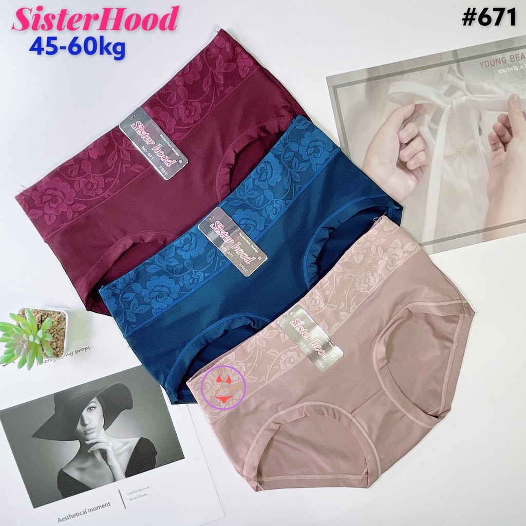 Quần lót Thái Lan cạp cao phối họa tiết chất thun lạnh dày dặn cao cấp FreeSize 45-60kg