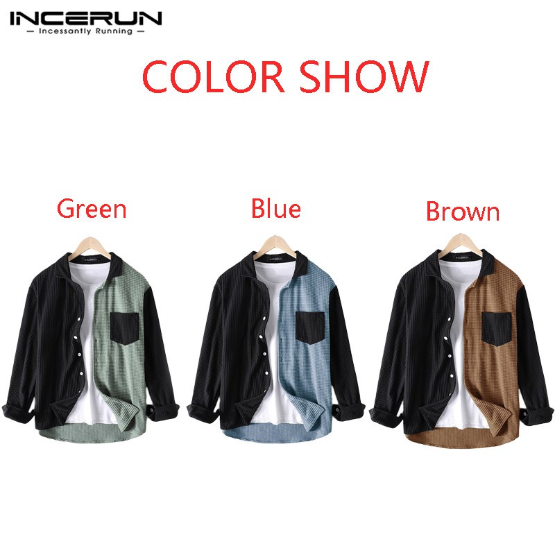 Áo Sơ Mi INCERUN Tay Dài Họa Tiết Kẻ Ô Lưới Thời Trang Dành Cho Nam