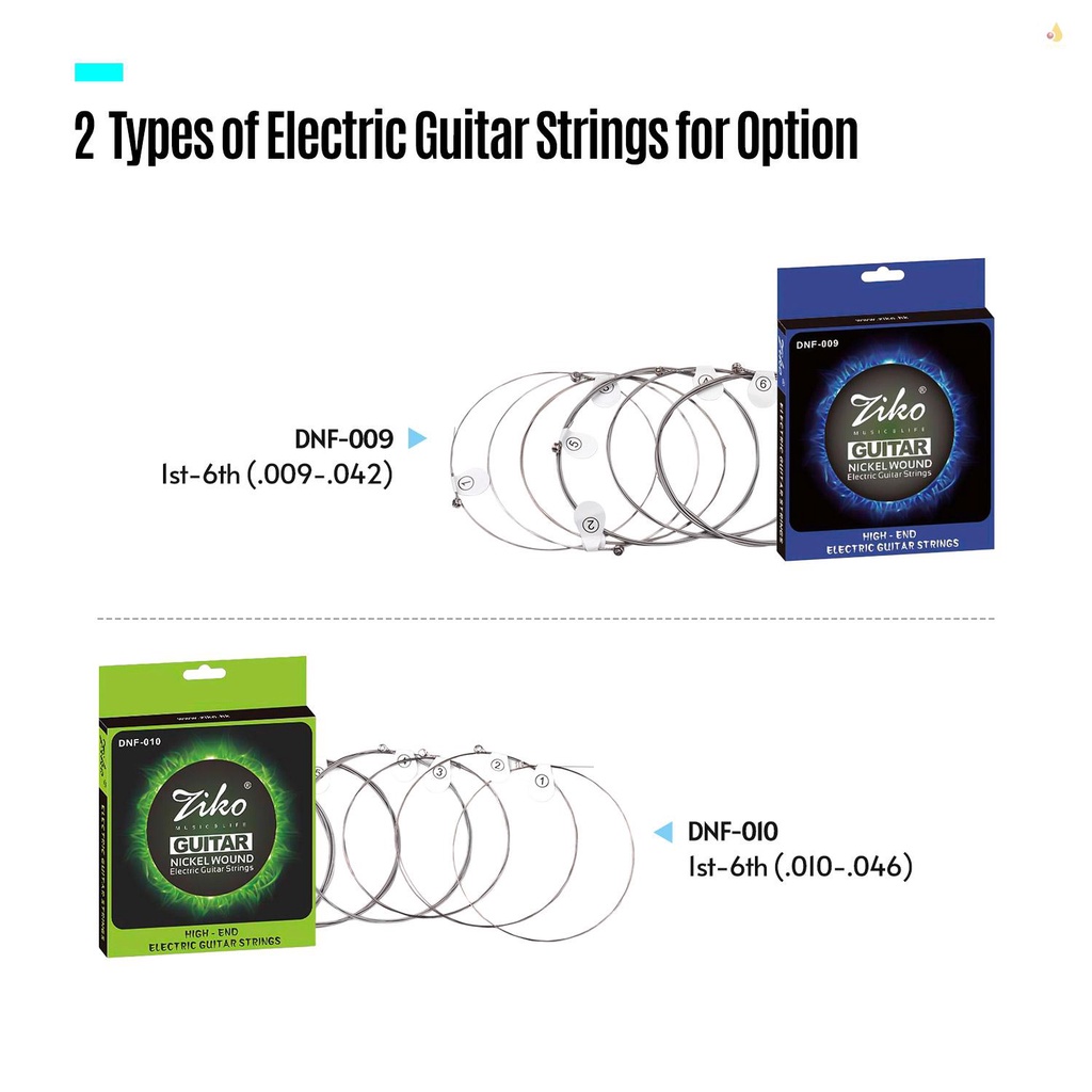 Bộ Dây Đàn Guitar Điện 6 Dây Bằng Hợp Kim Niken Chống Ăn Mòn (.009-.042)