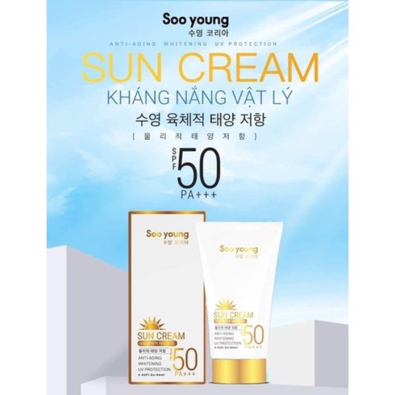 Kem chống nắng kháng nắng vật lý Soo young- make up nhẹ