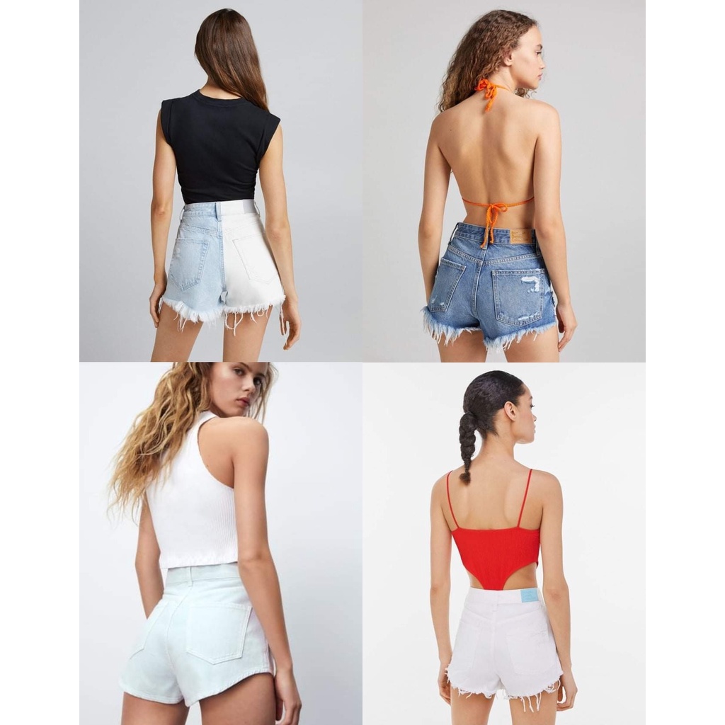 Quần short jean lưng cao Bershka, Zara vợt sale