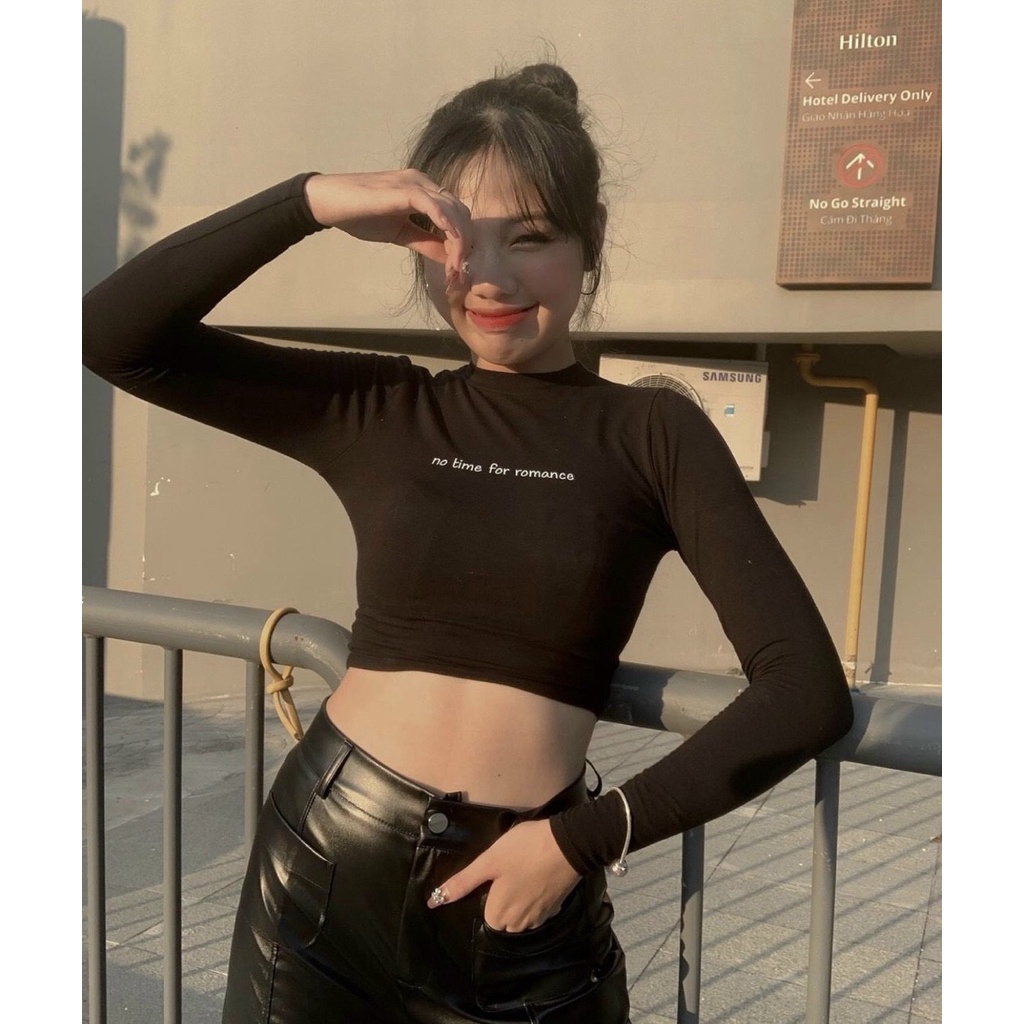 Áo croptop thêu chữ trắng KÈM ẢNH THẬT  BAO KIỂM ❌
