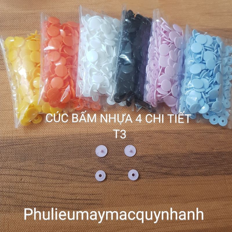 Cúc bấm nhựa 4 chi tiết T3 (gói 50 cúc)