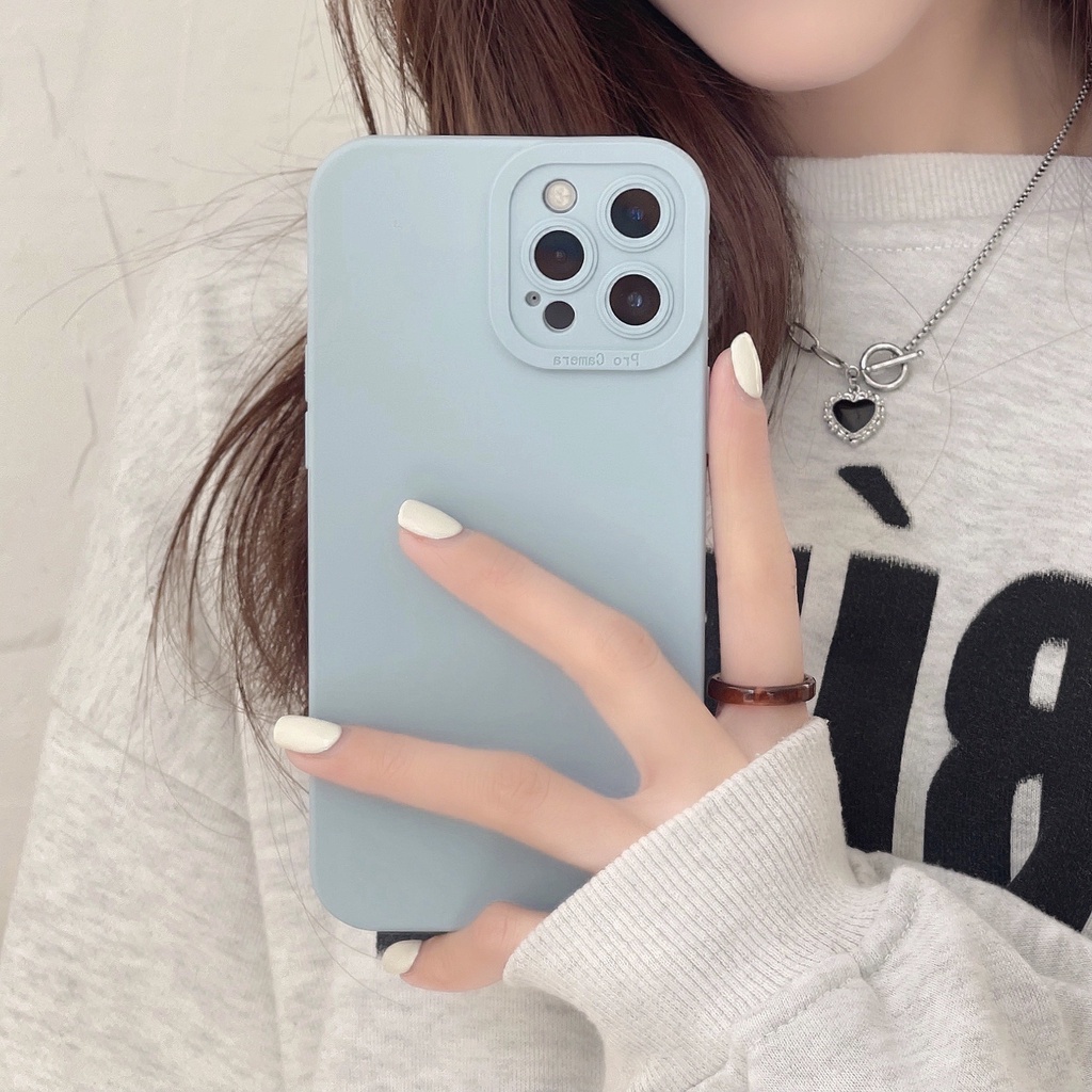 Ốp Điện Thoại Màu Hồng Nhạt Thời Trang Chống Sốc Cho iPhone 14 / 13 / 12 / 11 / X / 8 / 7P