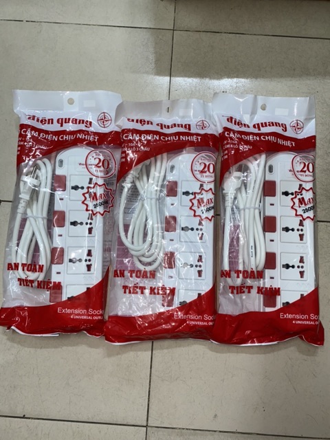 Ổ Cắm Điện Quang 4 Lỗ 3 Chấu 5M, 5 Lỗ 3 Chấu 2M 5M