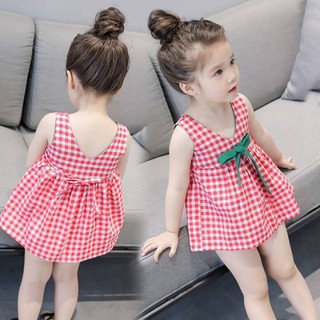 Đầm trẻ em size từ 2 đến 7 tuổi họa tiết caro