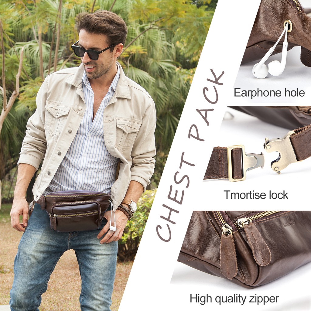 Túi đeo thắt lưng CONTACT’S MB169 bằng da thật cao cấp thời trang cá tính cho nam | BigBuy360 - bigbuy360.vn