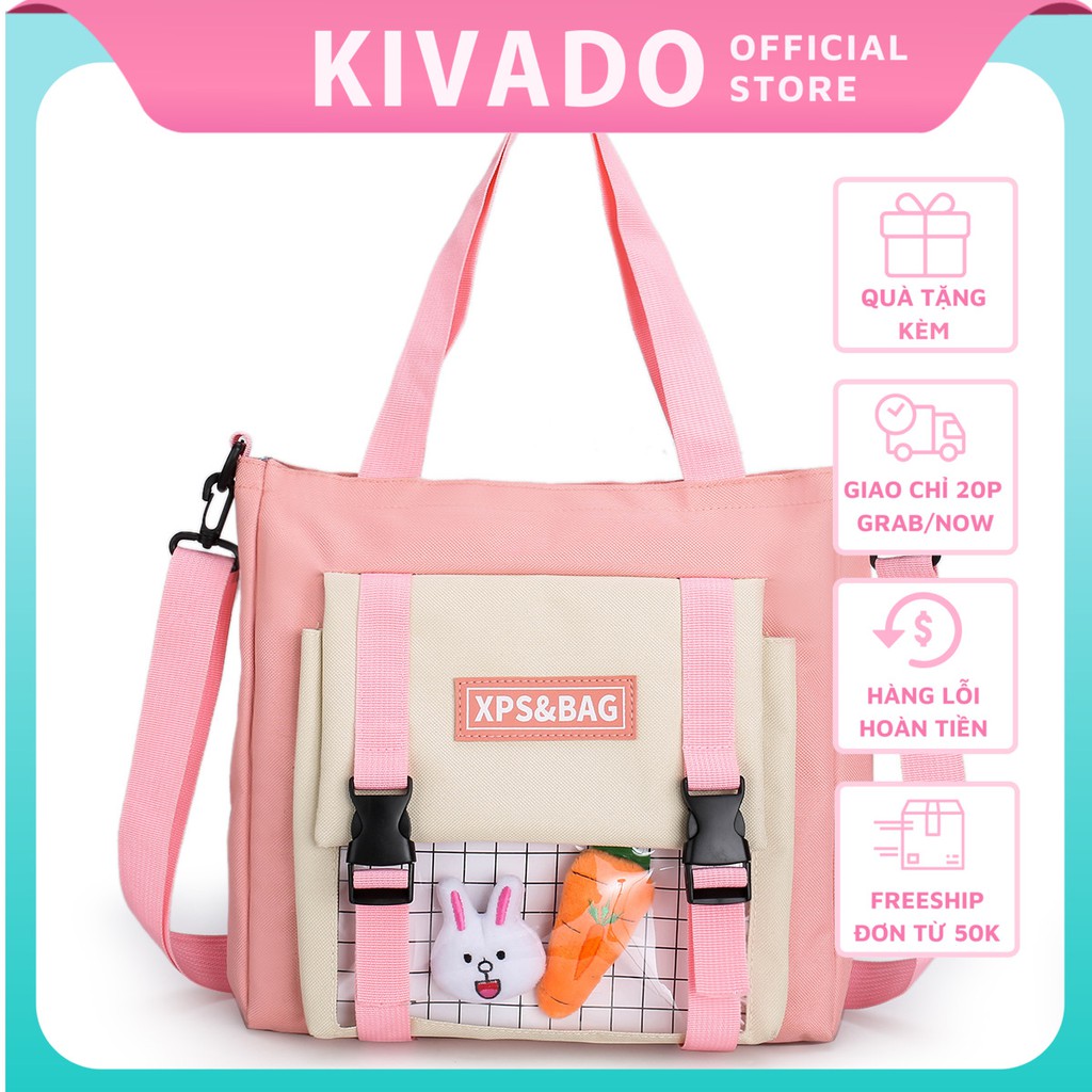 Túi vải tote nữ  đeo chéo canvas đựng quần áo đeo vai thời trang  phong cách hàn quốc giá rẻ KIVADO TV BAG