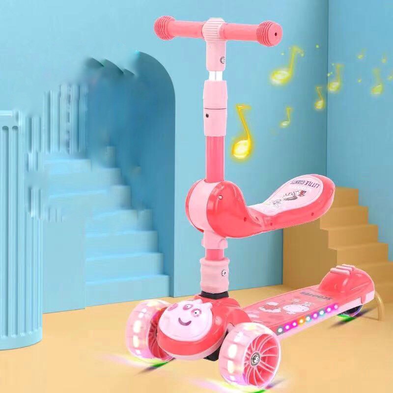 Xe Trượt Scooter Cao Cấp (Có Nhạc, Có Đèn), SCOOTER Cho Bé, Heo Peppa - XSH