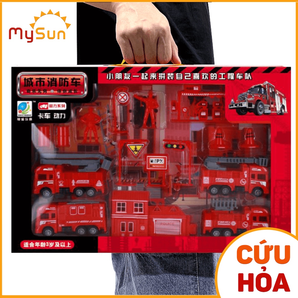 Bộ xe ô tô lính CỨU HỎA đồ chơi trẻ em mô hình cho bé trai MySun