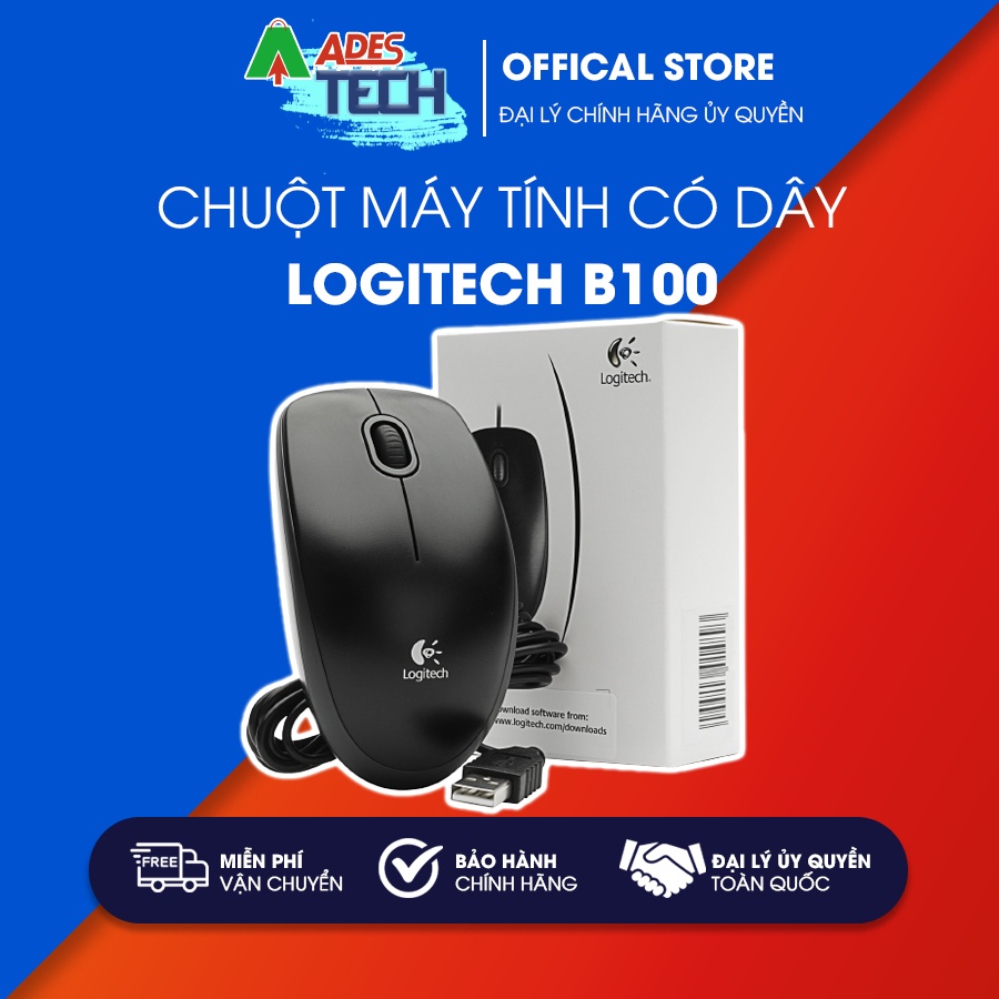 Chuột Máy Tính Logitech B100 | Chuột có dây Logitech | Bảo hành chính hãng