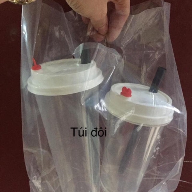 Túi đôi đựng trà sữa có vách ngăn 1kg
