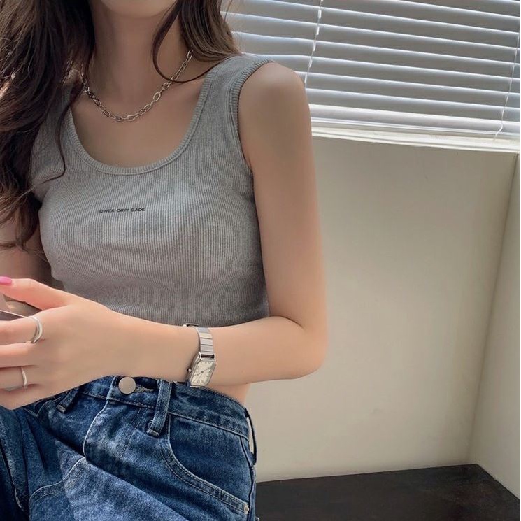 Áo Croptop Thể Thao Hai Dây Bằng Vải Cotton Mỏng Có 3 Màu Tùy Chọn Phong Cách Hàn Quốc Dễ Phối Đồ